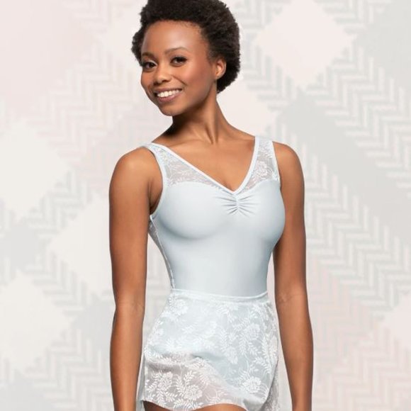 Eleve Fabiola Powder Blue Lace Leotard - Picture 7 of 8